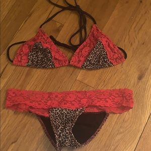 Red Lace Cheetah Bikini